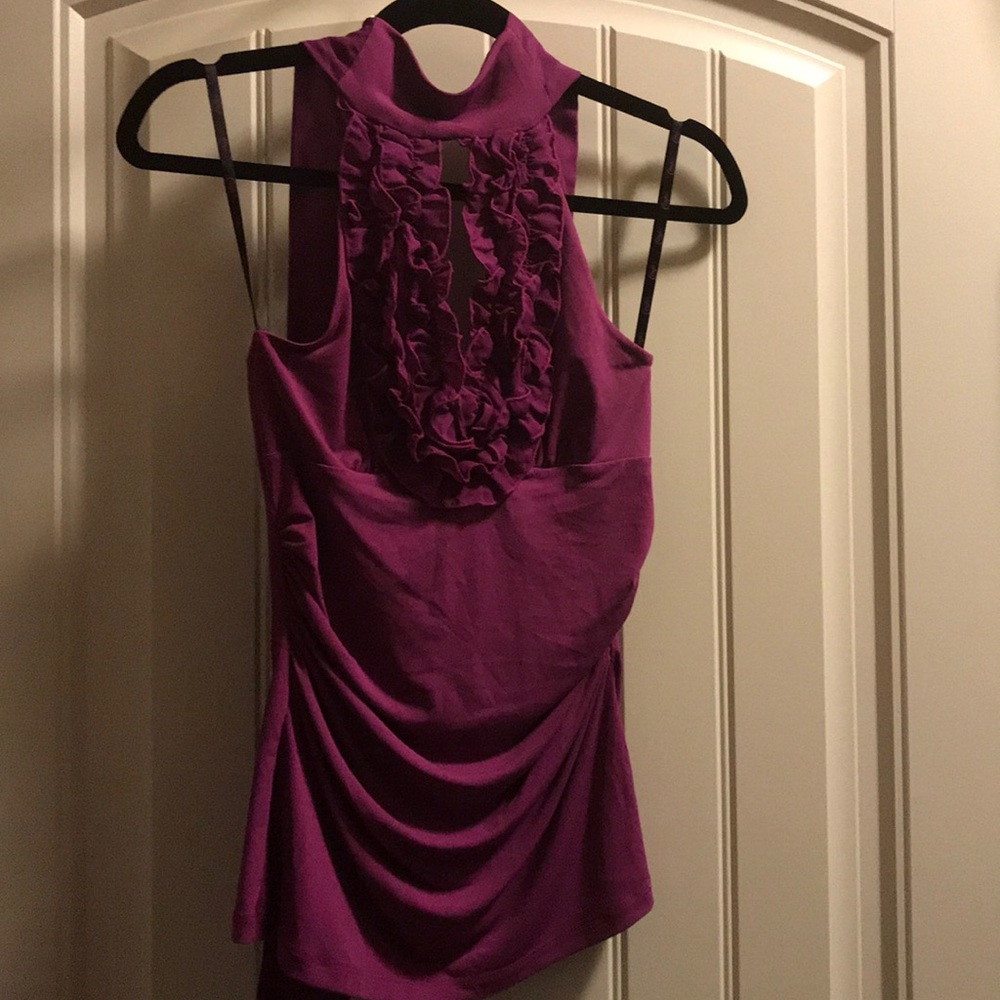 Rasberry Ruffled peekaboo tye halter